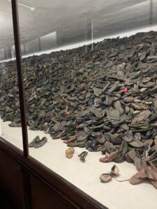 Shoes from the people murdered in the Holocaust, at the Auschwitz museum.